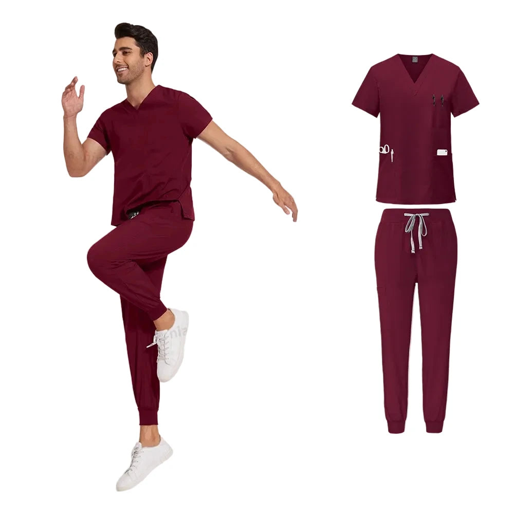 Burgundy Scrub Set